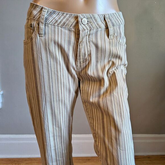 Vintage Y2K Arizona Jean Company Hipster Striped Denim Low Rise Flare Size 5 - Picture 6 of 10